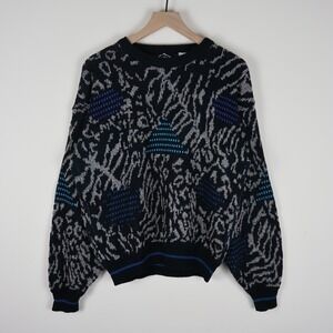 Vintage Permit Funky Swirl Geometric Acrylic Sweater Men's Medium 22.5x24.5